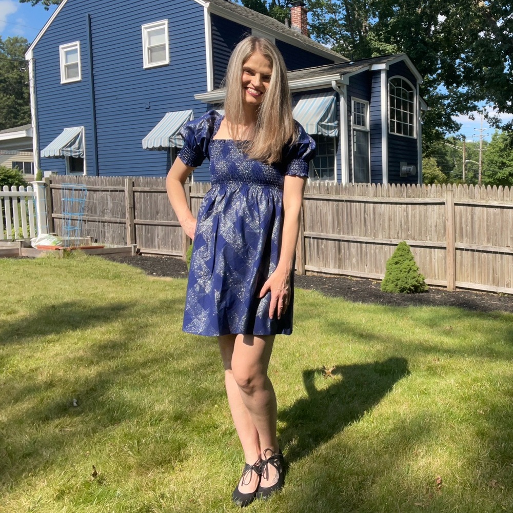 The Athena Nap Dress — Navy Glitter Check